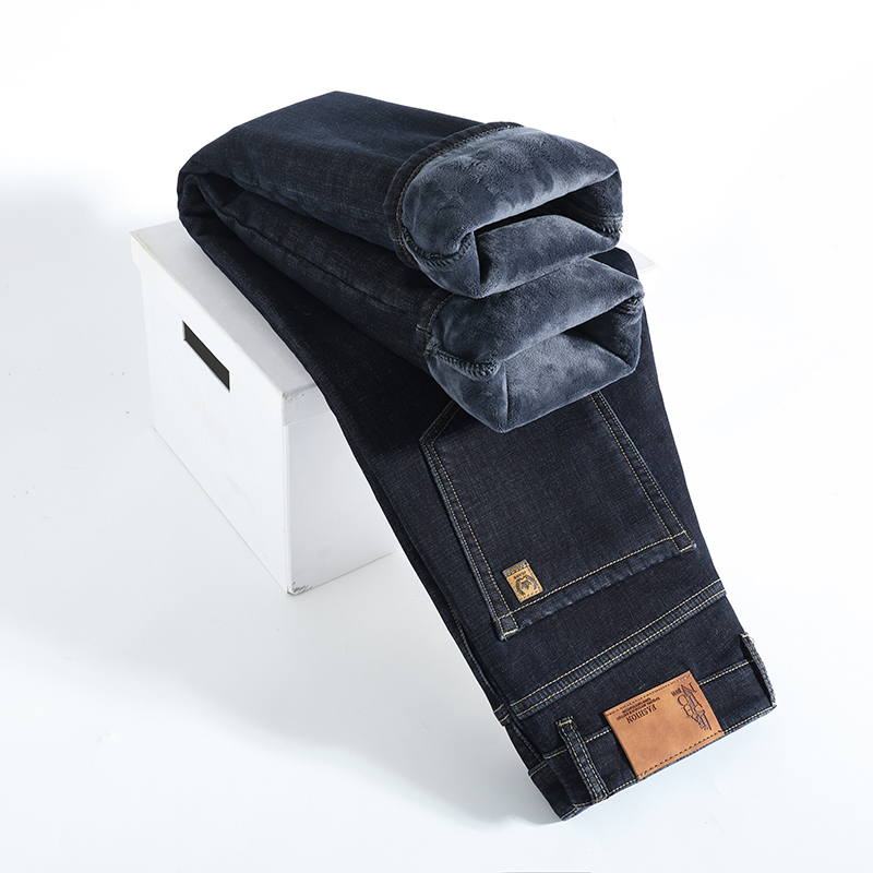 Levis Jeans 501 - 冬暖かいフリースジーンズメンズ厚いサーマルカジュアルストレートデニムパンツ男性ビジネスワークストレッチパンツ新しい服