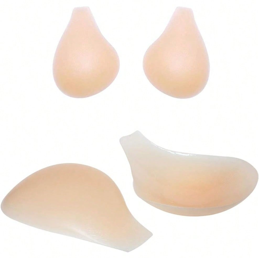 Silicone Bra Adhesive - 超薄型目に見えないニップルカバー、肌色のシリコン粘着ブラ、再利用可能＆汗に強い、ストラップレス/バックレスの服装に最適