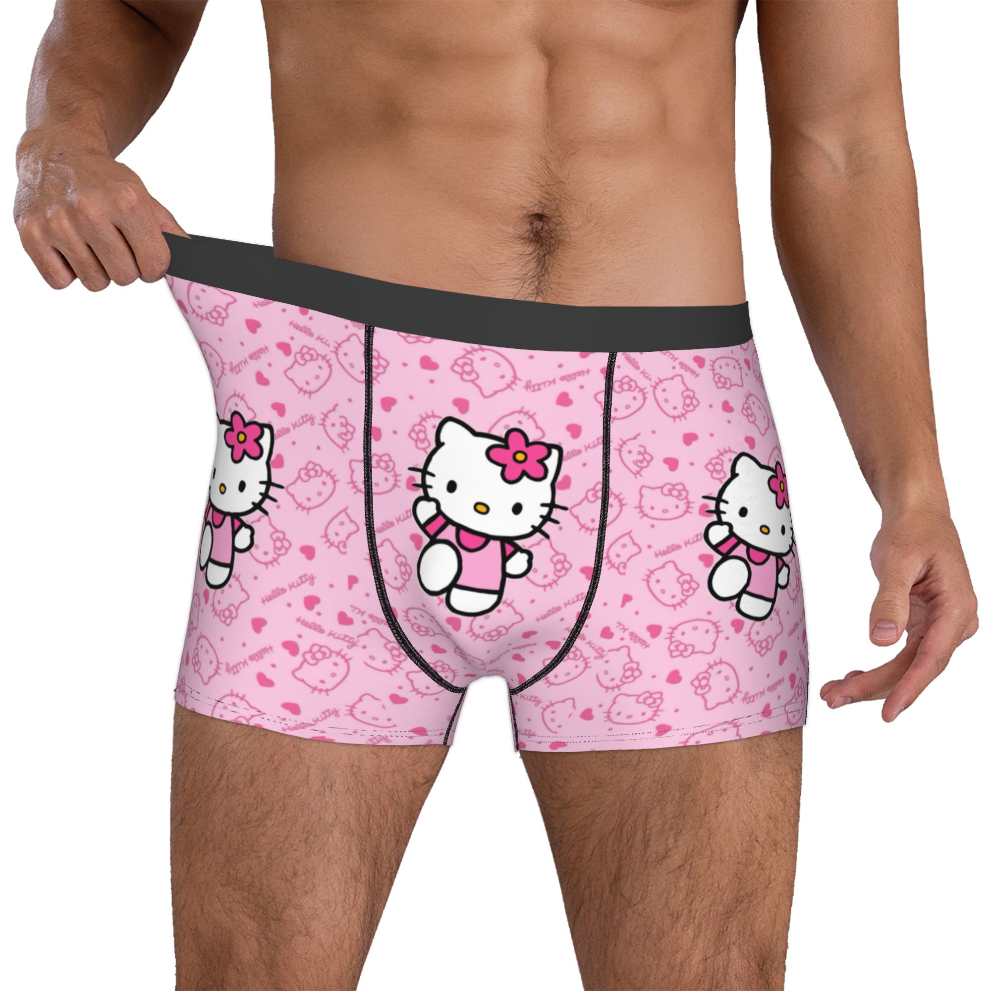 女の子子猫下着男性プリントピンクかわいい漫画ボクサーブリーフ - Boyshort Underwear のレビューと価格