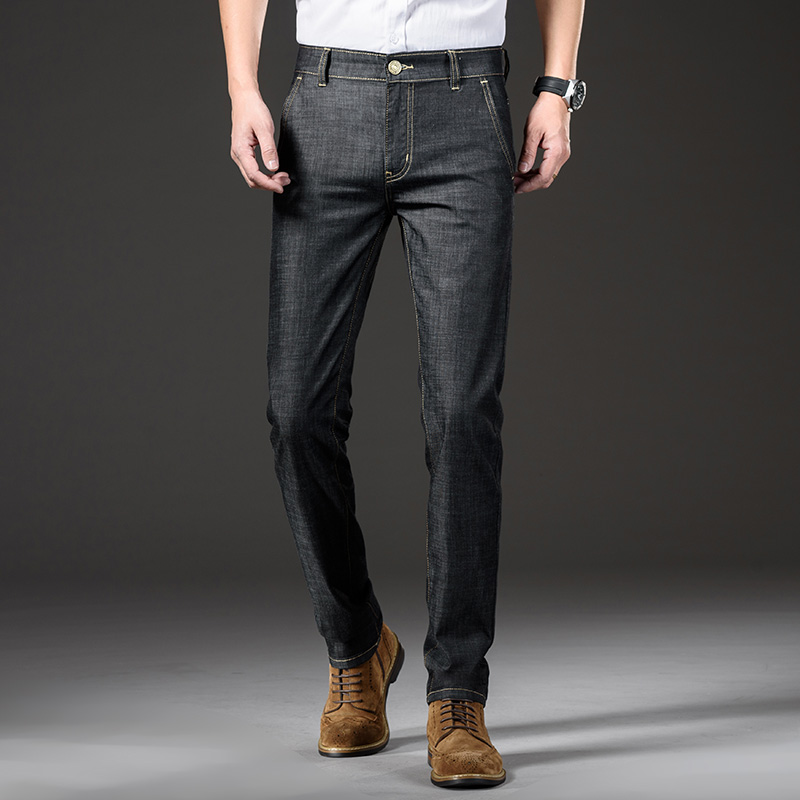 モーダル生地夏薄いメンズジーンズストレートビジネスファッショ - Levis Jeans 501 のレビューと価格