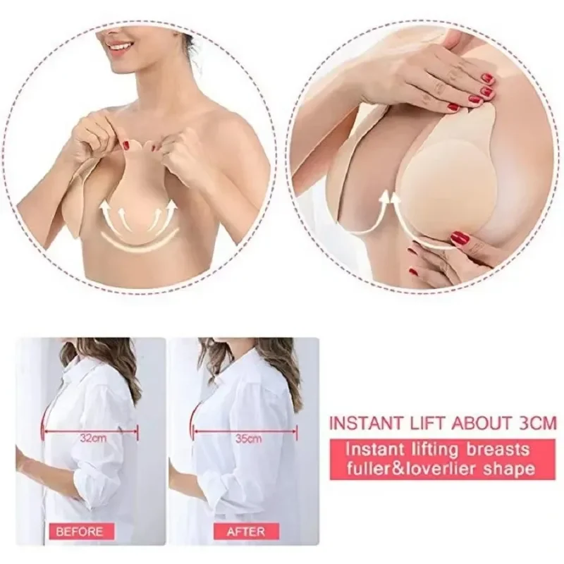 1 ペア自己粘着シリコーンストラップレス目に見えないブラジャ - Silicone Bra Adhesive のレビューと価格