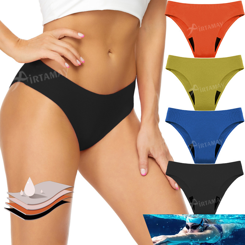 女性用シームレス生理用水着、漏れ防止生理用ビキニボトム、4層 - Period Panty Absorbent のレビューと価格