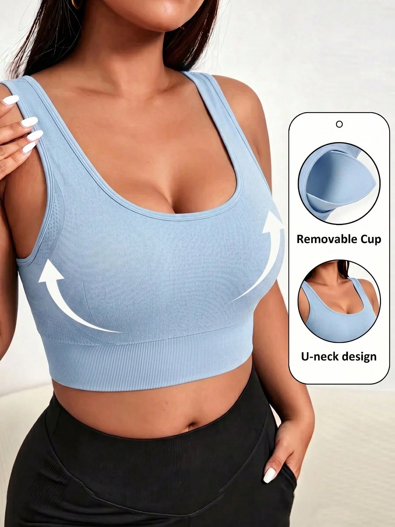 女性用プラスサイズシームレススポーツブラ、取り外し可能なパッ - Push Up Bra Padded のレビューと価格