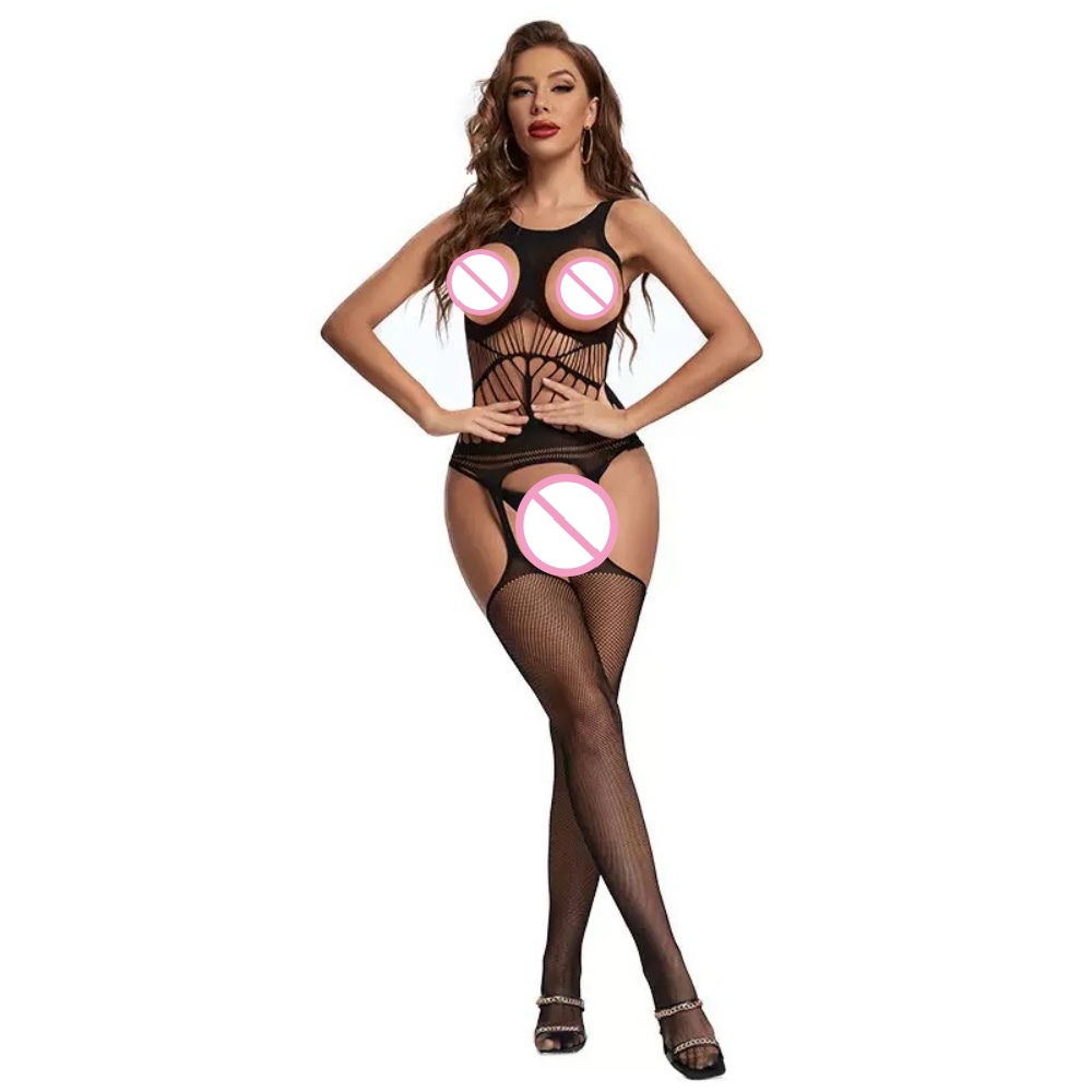クロッチレスボディスーツ 透明ボディストッキング セクシーボ - Bodystocking Fishnet のレビューと価格